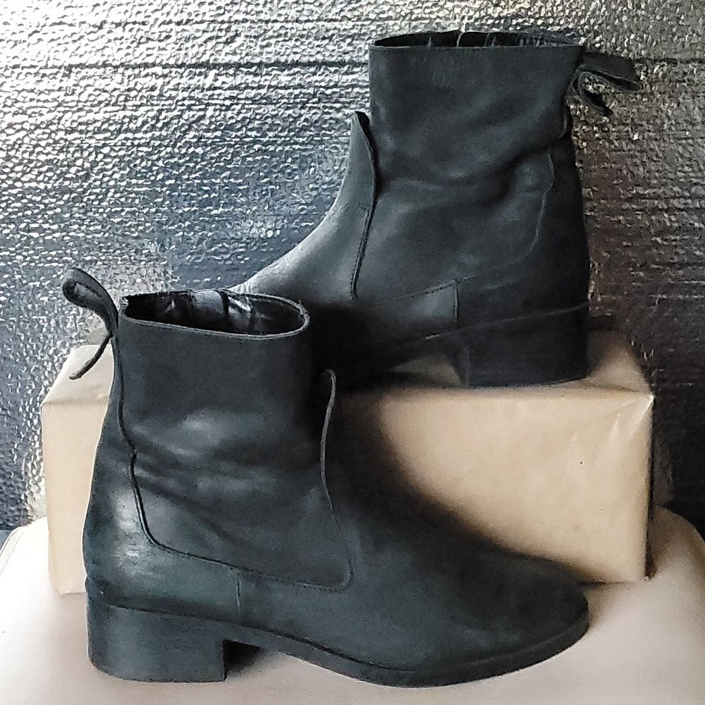 Zara Black Soft Leather Boots Womens 37